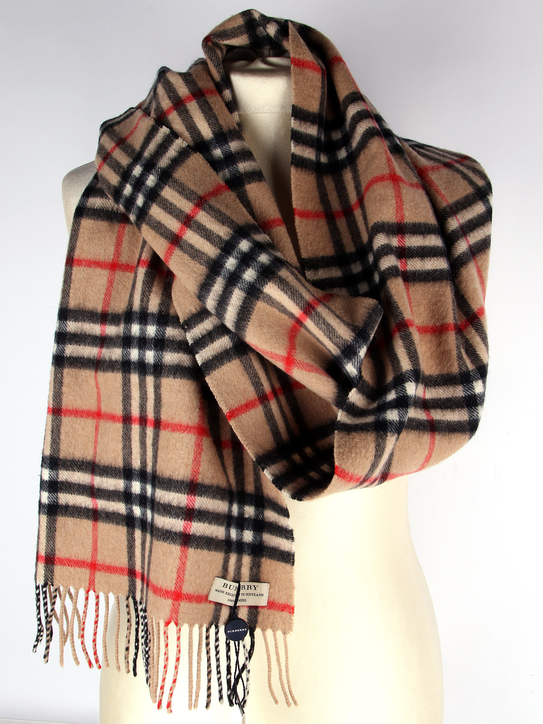 Burberry Schal 30 X 160cm Trench Check 100% Kashmir Cashmere Scarf | EBay